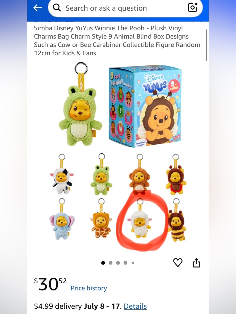 YUYUS Disney Winnie the Pooh Blind Box - Sheep Pooh bag charm